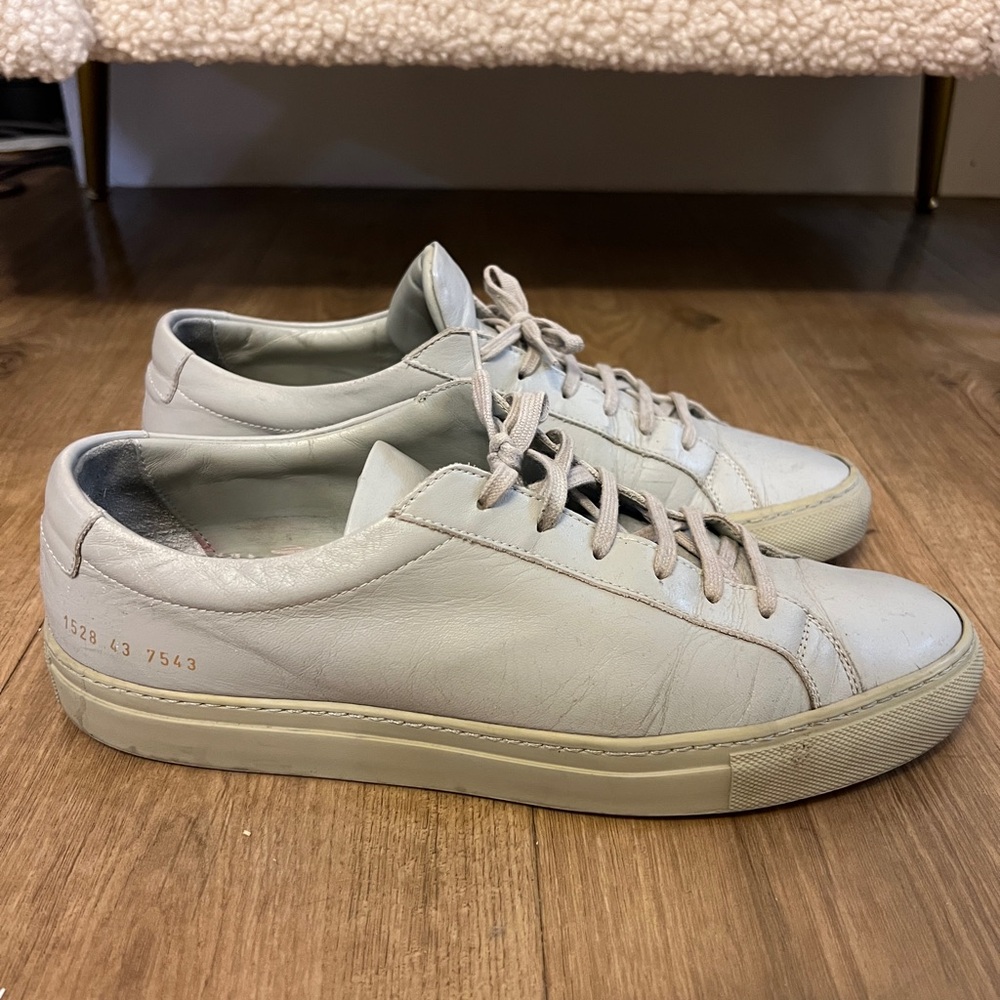 Common Projects Original Achilles Leather Sneakers Sz 10 Light Gray